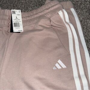 Adidas Kids Light Pink Sweatpants with White Stripes